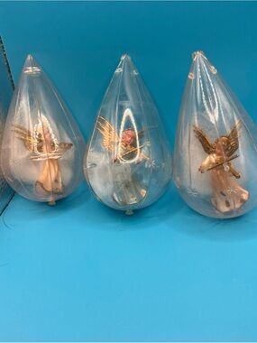 Gold Angel Teardrop Ornaments - Set of 3